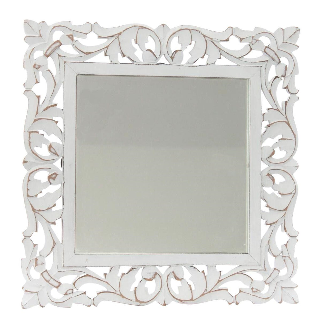 Specchio da parete in mdf intagliato, 60x3H60 cm