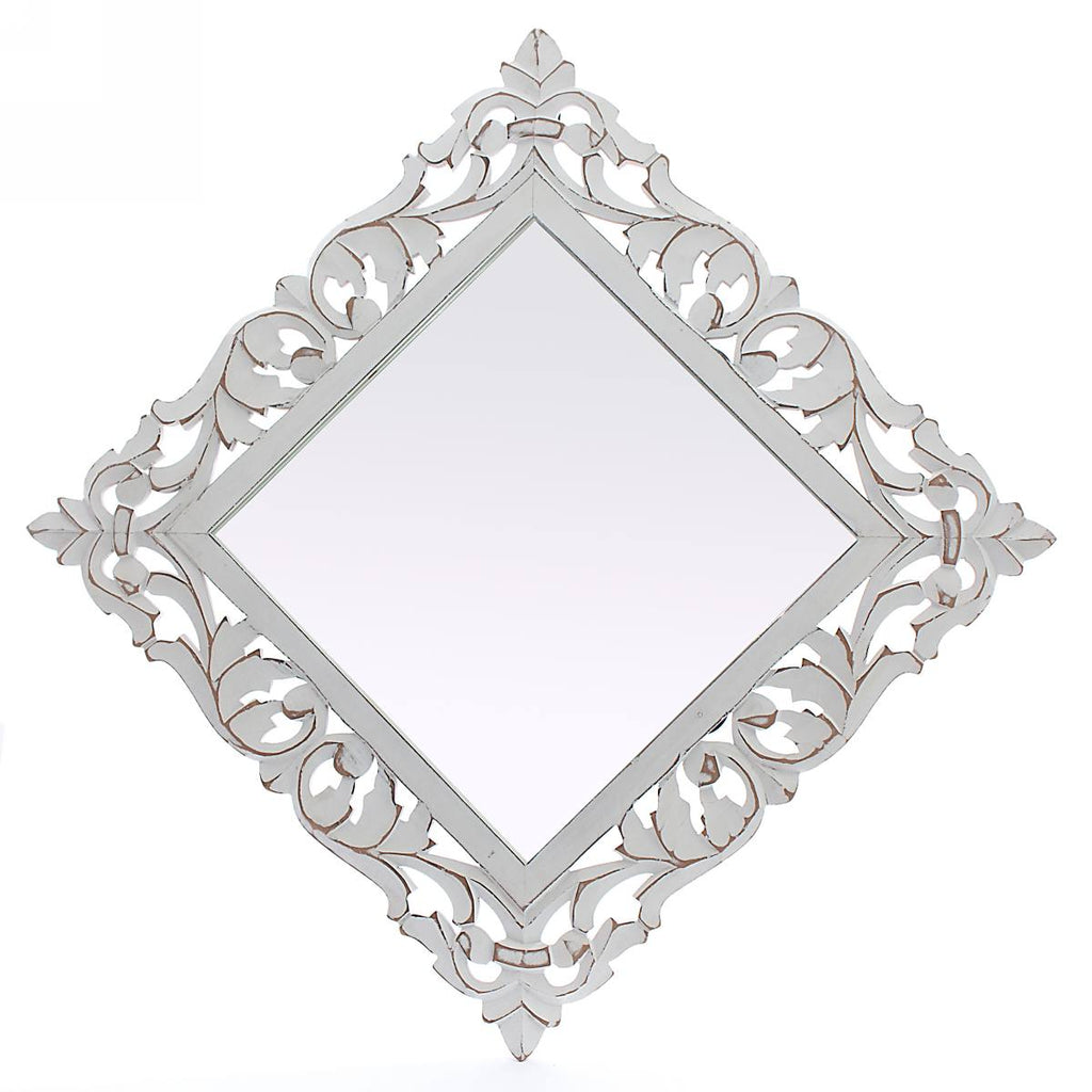 Specchio da parete in mdf intagliato, 60x3H60 cm