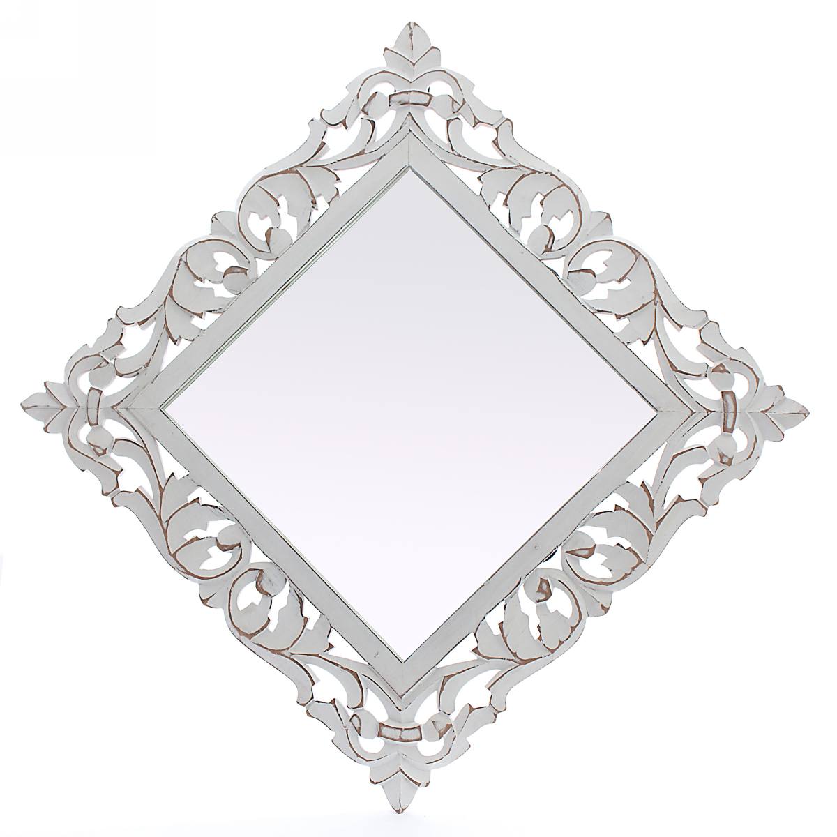 Specchio da parete in mdf intagliato, 60x3H60 cm