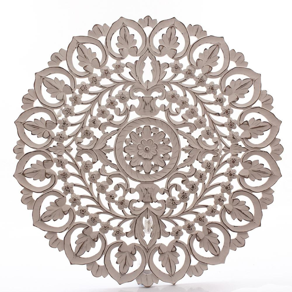 Pannello rotondo in mdf intagliato, 90x90 cm