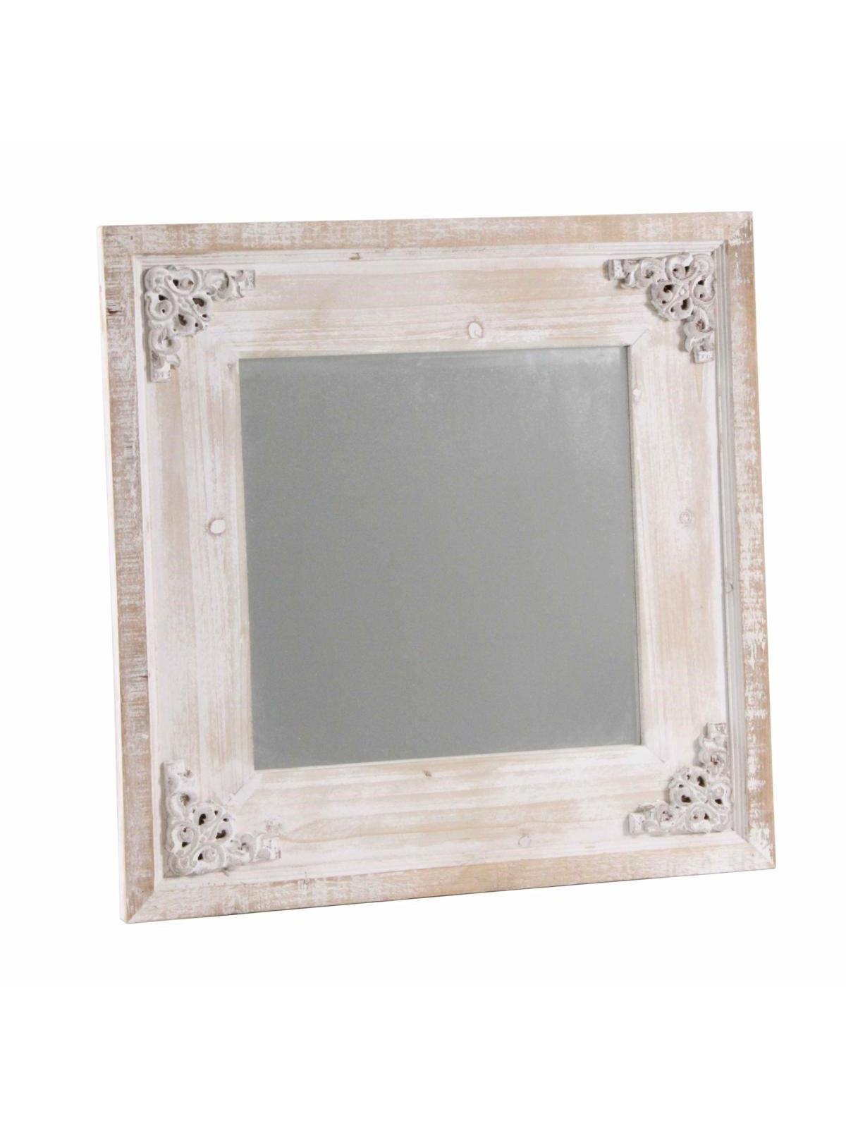 Specchio in abete sbiancato, 60H60 cm