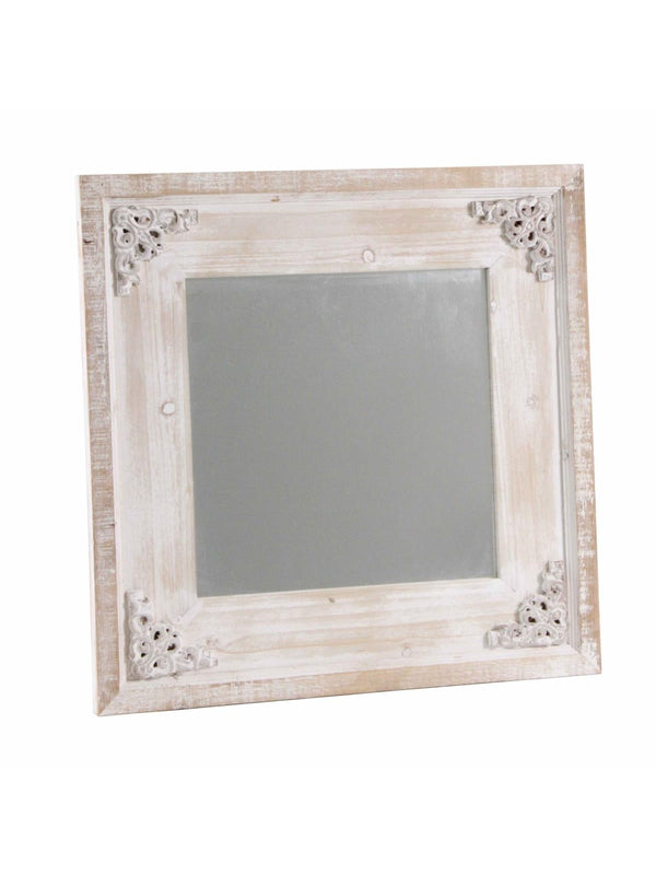 Specchio in abete sbiancato, 60H60 cm