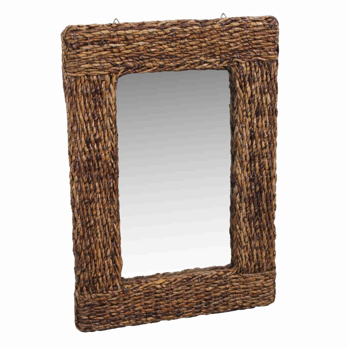 Specchio con cornice in foglie di banano, 83x56 cm