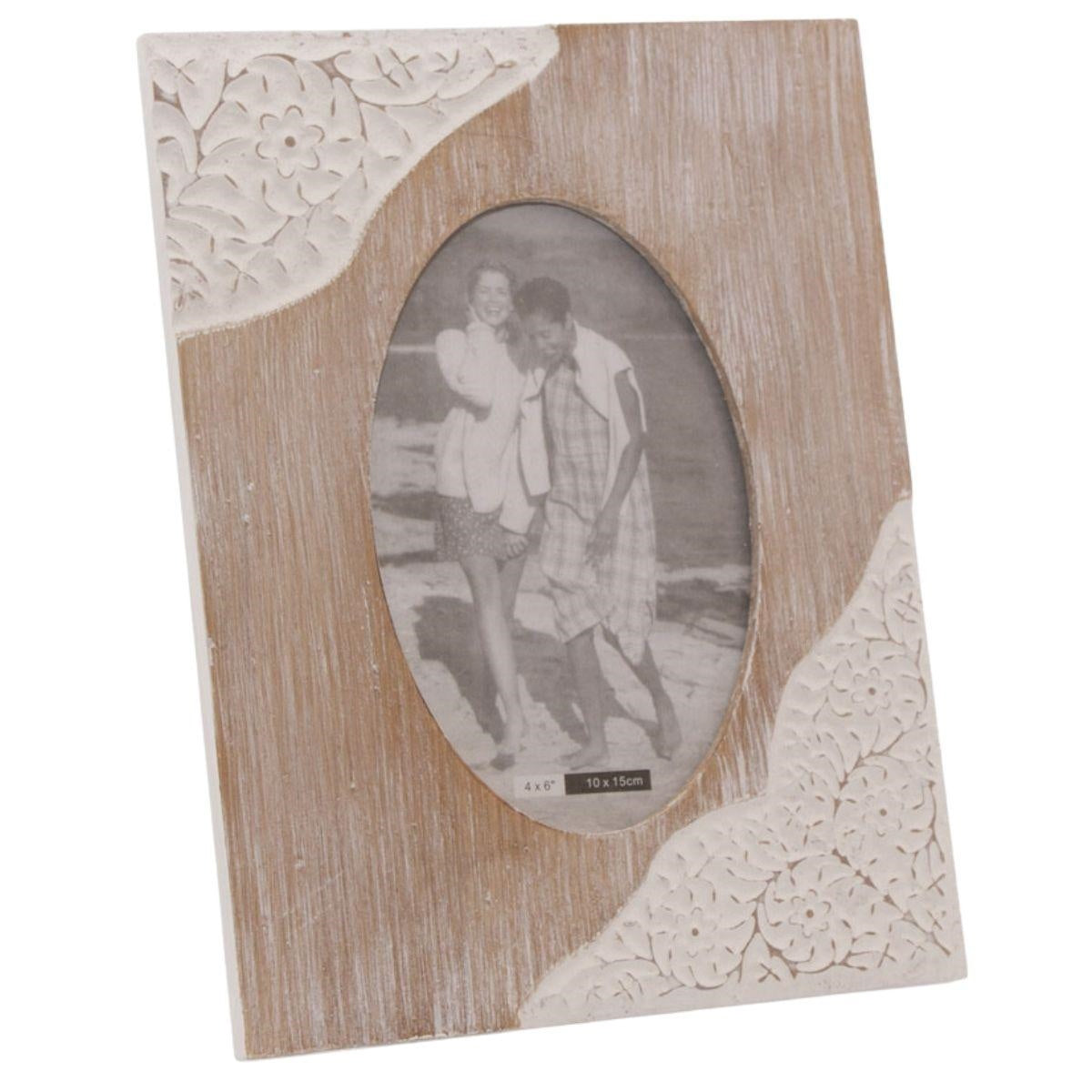 Portafoto ovale in legno di eucalipto, 17x22 cm (kit da 5)