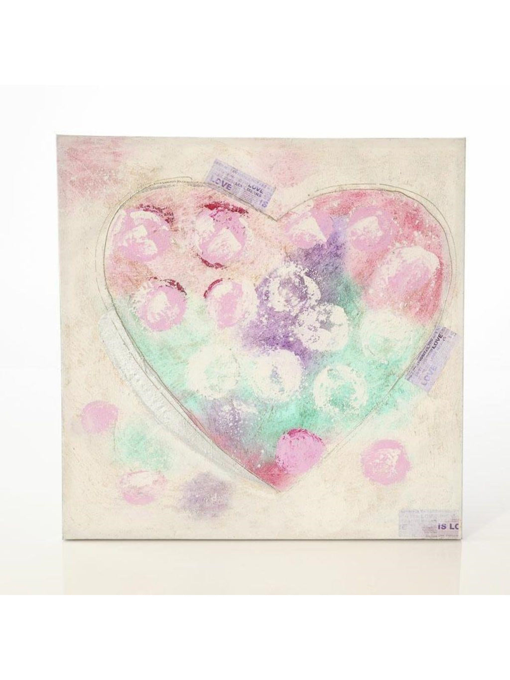 Quadro dipinto cuore colorato, 80X80 cm