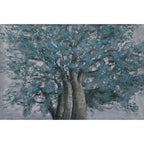 Quadro dipinto albero blu/grigio, 120X80 cm