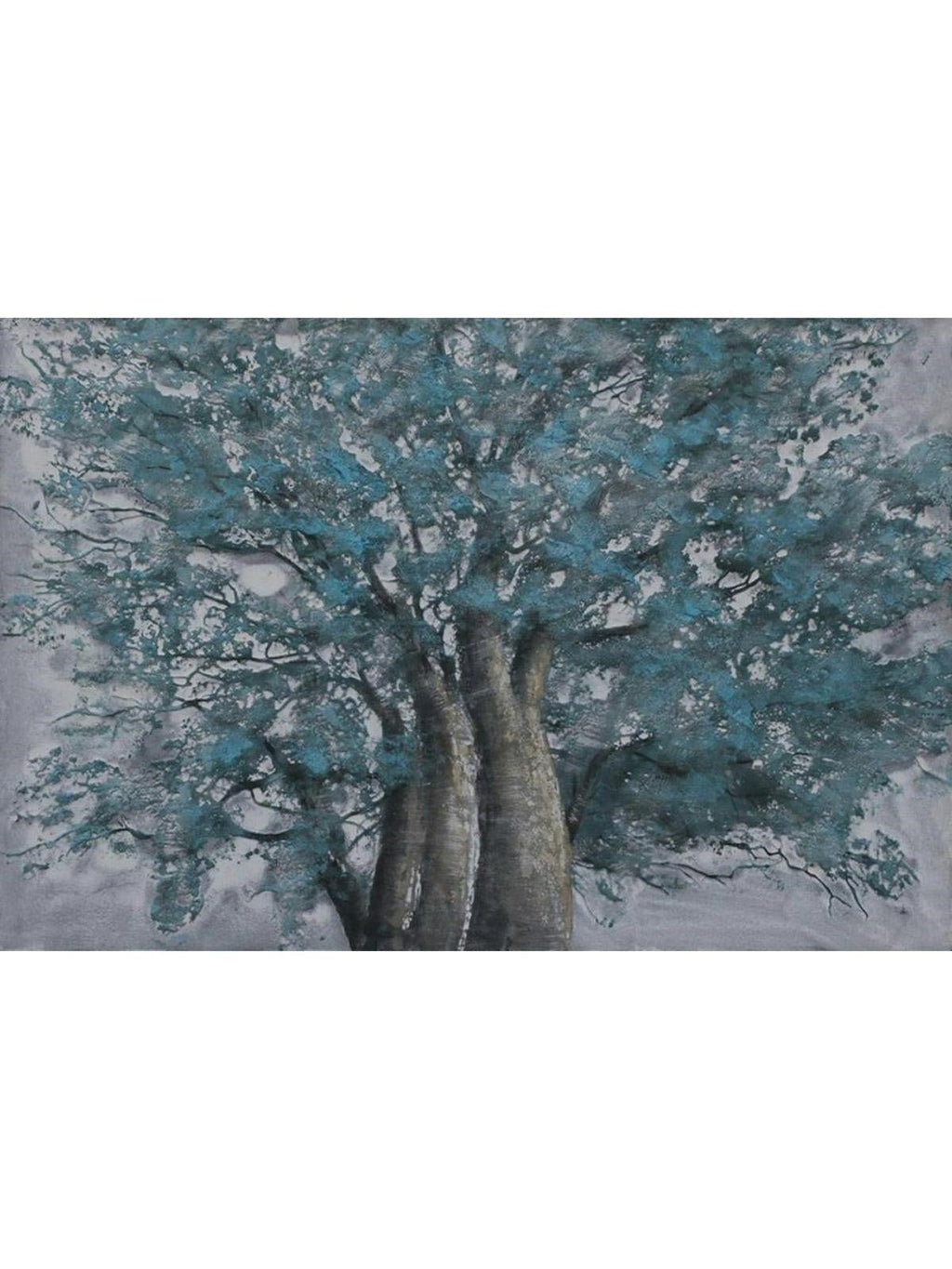 Quadro dipinto albero blu/grigio, 120X80 cm