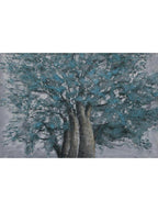 Quadro dipinto albero blu/grigio, 120X80 cm