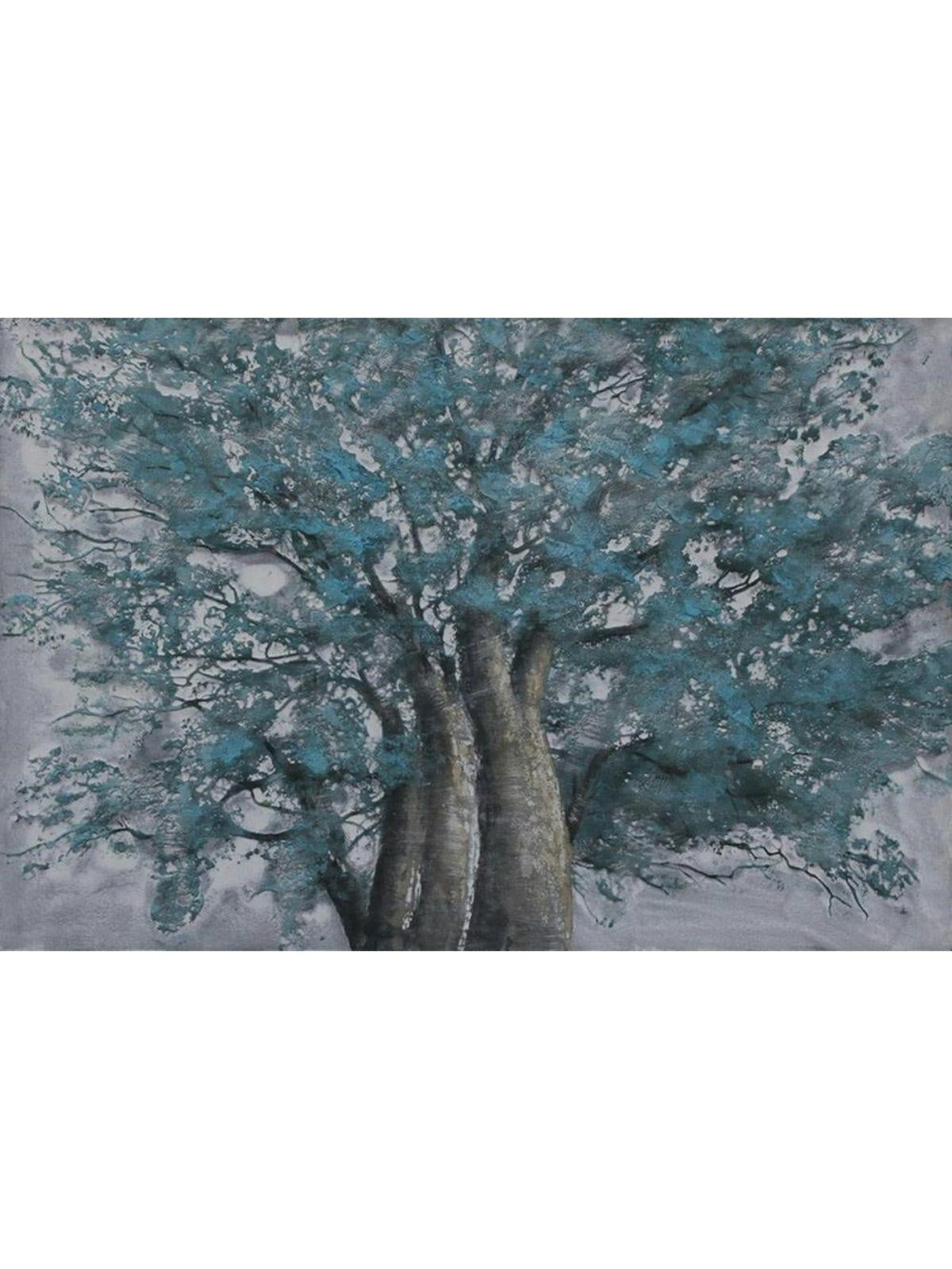Quadro dipinto albero blu/grigio, 120X80 cm