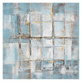 Quadro dipinto astratto azzurro, 80x80 cm