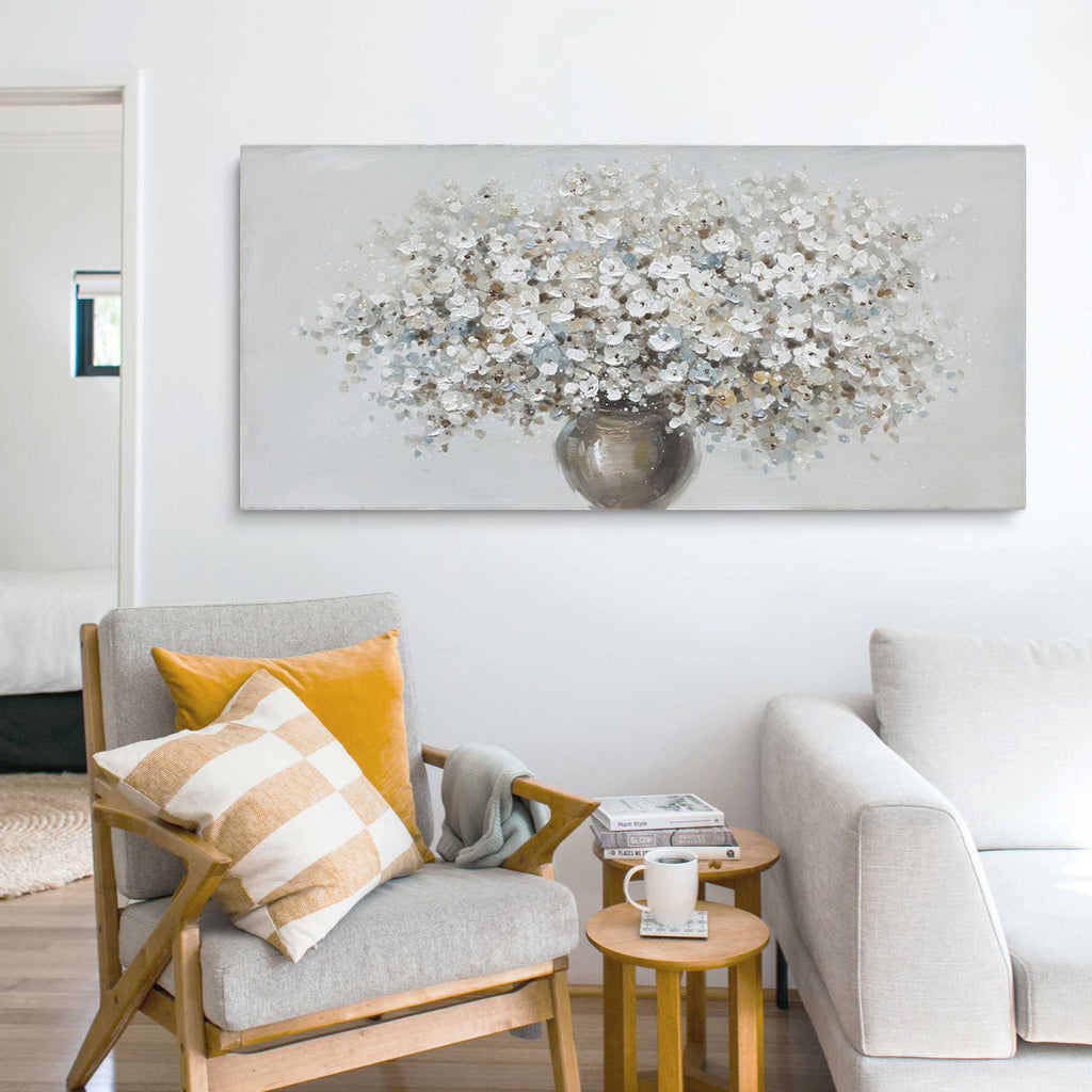 Quadro dipinto a mano a tema floreale, 150x70 cm