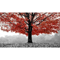 Quadro dipinto con albero rosso, 70x100 cm