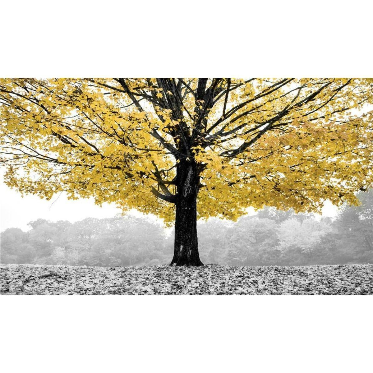 Quadro con albero giallo, 70x120 cm