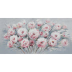 Quadro dipinto fiori rosa, 120x60 cm