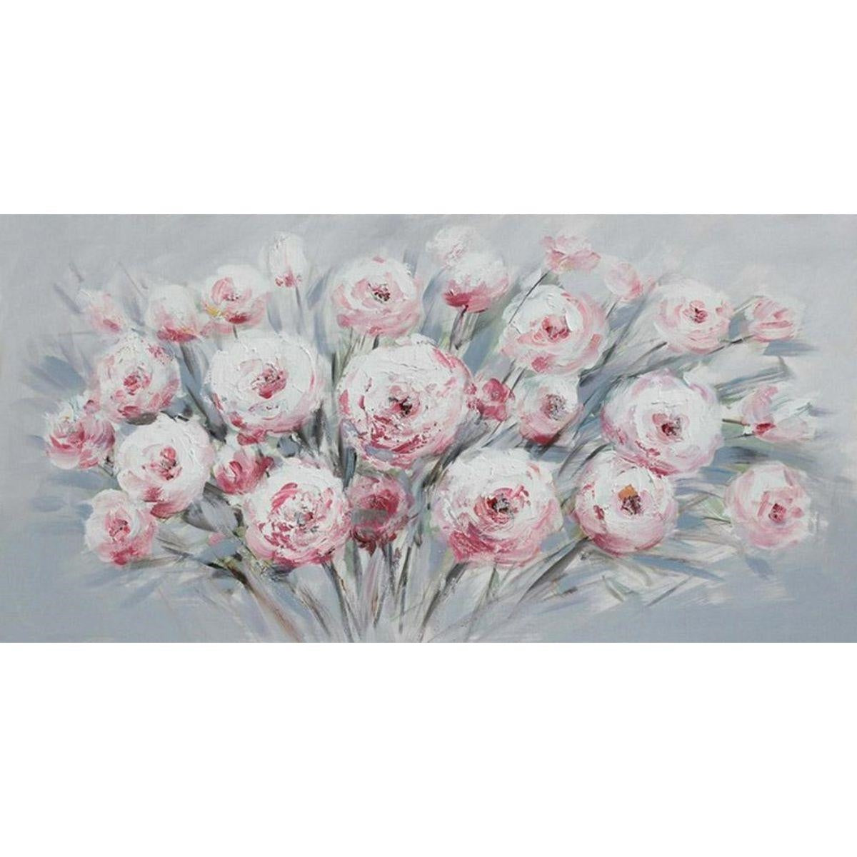 Quadro dipinto fiori rosa, 120x60 cm