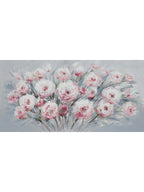 Quadro dipinto fiori rosa, 120x60 cm