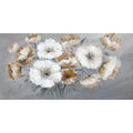 Quadro dipinto con fiori bianchi, 120x60 cm