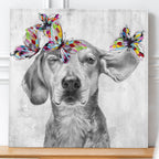 Quadro dipinto con cane, 80x80 cm