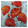 Quadro dipinto con papaveri, 80x80 cm
