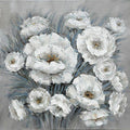 Quadro dipinto fiori bianchi, 80x80 cm