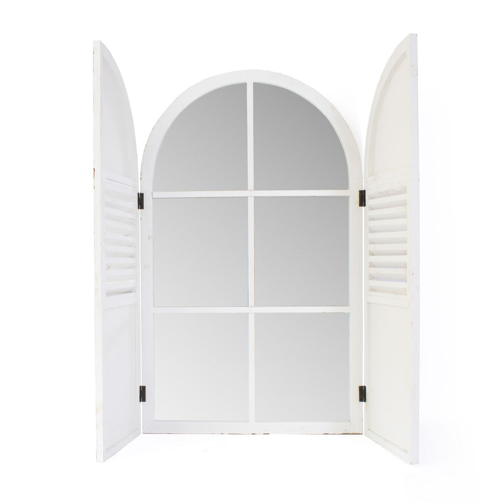 Specchio con finestra ad arco in abete, 60H99 cm