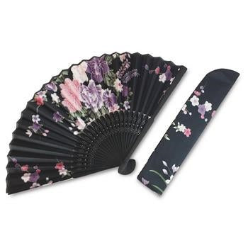 Ventaglio nero a fiori (kit da 10)
