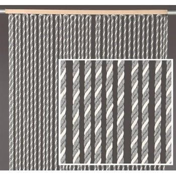 Tenda in corda di cotone bianca e grigia, 120x240 cm