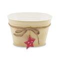 Vaschetta ovale in latta crema con stella rossa, 23x17x15 cm (kit da 10)