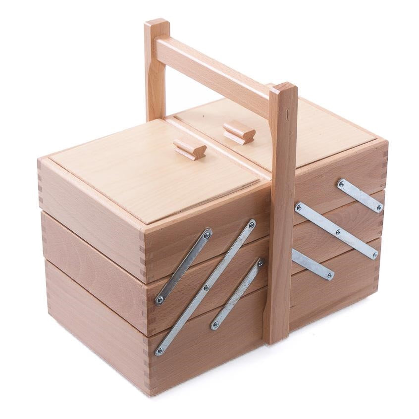 Portacucito in faggio naturale, 29x17x18/28 cm