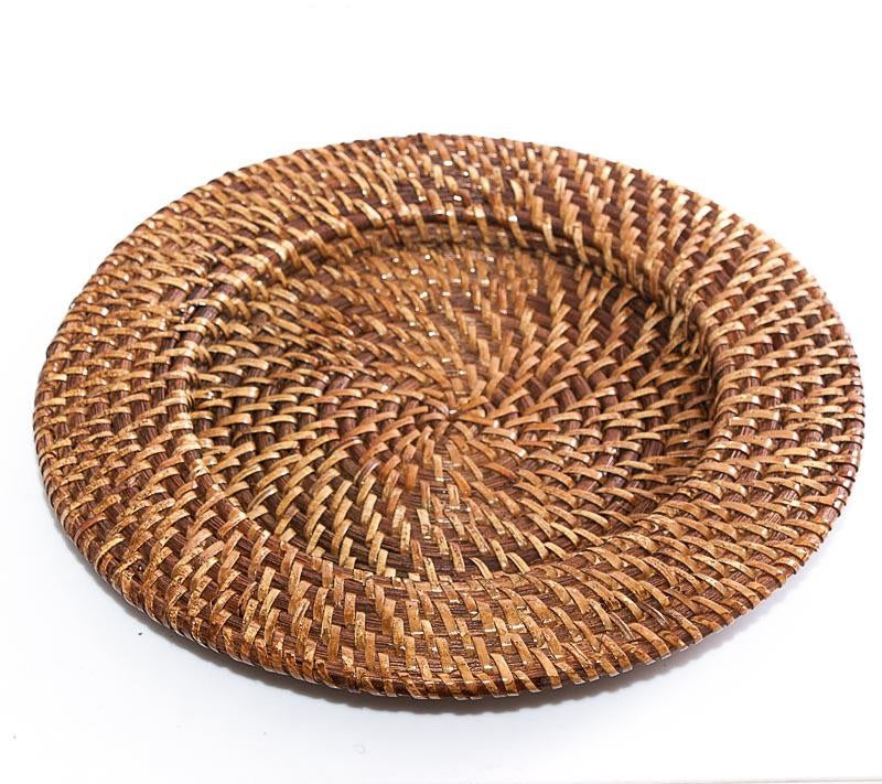 Sottopiatto rotondo in rattan brunito, Ø32H3 cm (kit da 3)