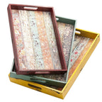 Vassoio in mdf a fantasia in set di 3, 45X31H5 cm