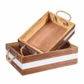 Cassetta in abete e metallo, set di 2, 34x22x13 cm (kit da 3)