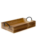 Vassoio in abete con manici in metallo, 40,5X25,5H8/10 cm (kit da 3)