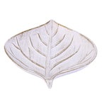 Vassoio a foglia in mdf bianco anticato, 29,5x22H3,5 cm (kit da 10)