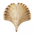 Vassoio dorato foglia ginko, 23X25H1,5 cm