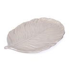 Vassoio a foglia in MDF color platino anticato, 32x21x3 cm (kit da 10)