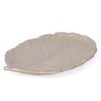 Vassoio a foglia in MDF color platino anticato, 32x21x3 cm (kit da 10)