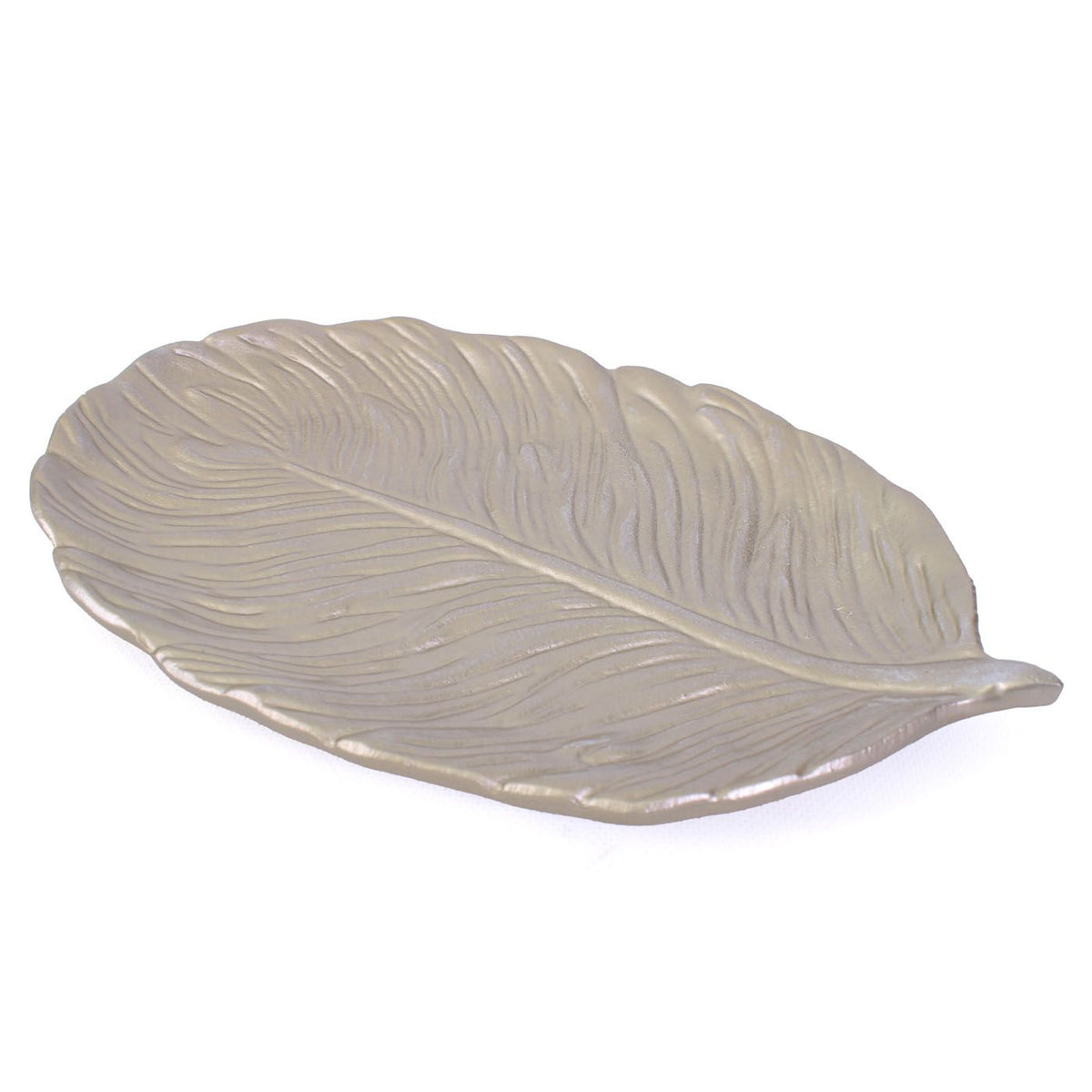 Vassoio a foglia in MDF color platino anticato, 32x21x3 cm (kit da 10)