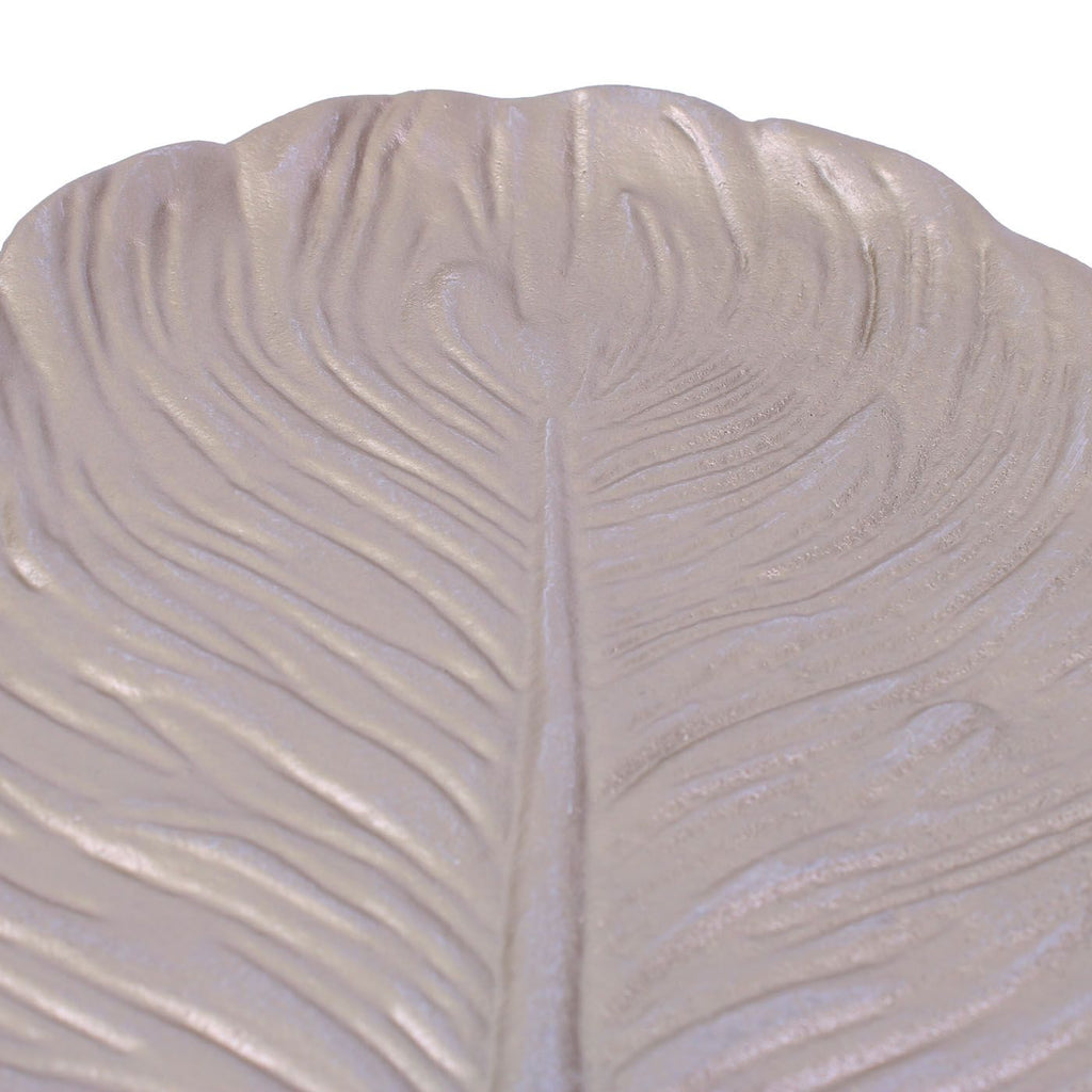 Vassoio a foglia in MDF color platino anticato, 32x21x3 cm (kit da 10)