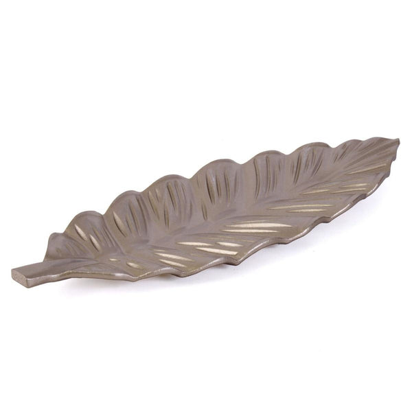 Vassoio a foglia in MDF color platino anticato, 50x17H3 cm (kit da 5)