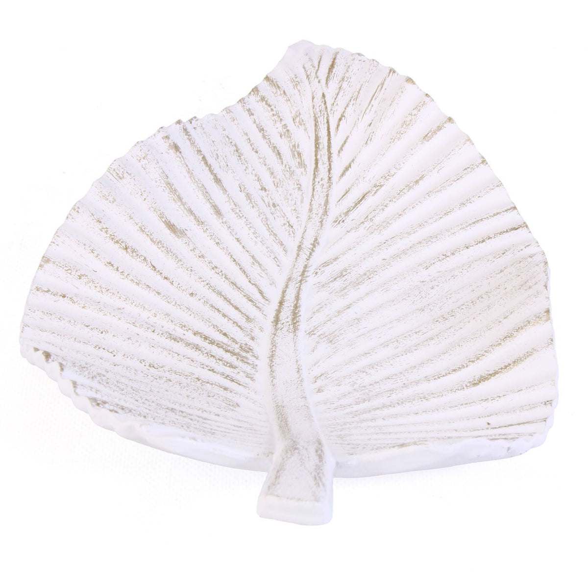 Vassoio a foglia in mdf bianco anticato, 35x50H4,5 cm (kit da 5)