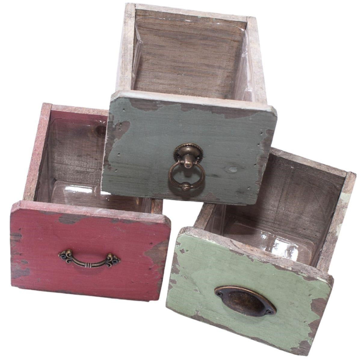 Cassettina quadrata in abete, 12x13H10 cm (kit da 3)
