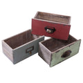 Cassettina rettangolare in legno, 22,5x14H11 cm, set di 3