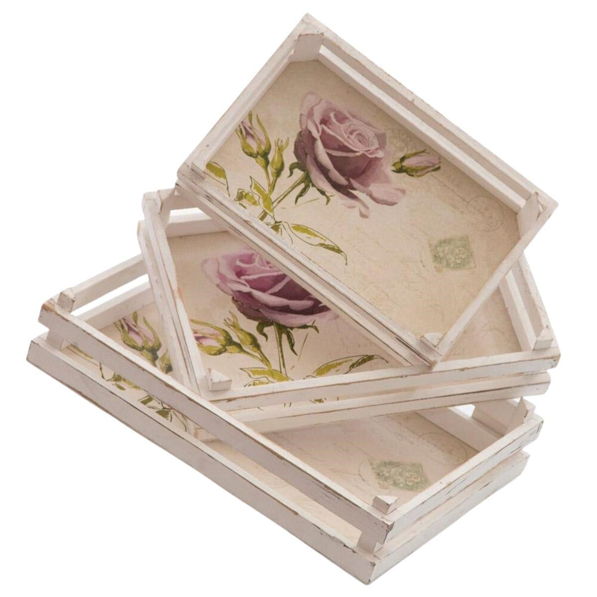 Vassoi in legno, set di 3, 40x28x8 cm
