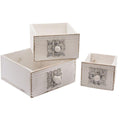 Cassetta bianca in abete, 22x22H10,8 cm, set di 3