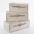 Cassetta in legno di abete bianco, set di 3, 38x18H12,8 cm