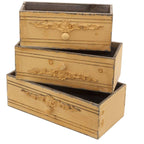 Cassetta in abete gialla in set di 3, 38x18H12,8 cm