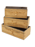 Cassetta in abete gialla in set di 3, 38x18H12,8 cm