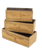 Cassetta in abete gialla in set di 3, 38x18H12,8 cm