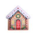 Vassoio in metallo casa natalizia con neve, 26x24H2 cm (kit da 10)